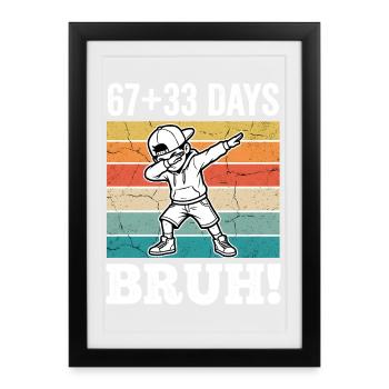 100 Days of School Dabbing Boy Vintage Sunset - Framed poster (27 × 37 cm) - black - Front