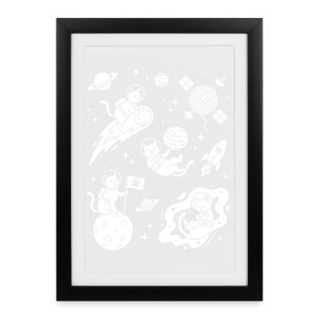 Astro Cats in space - Framed poster (27 × 37 cm) - black - Front