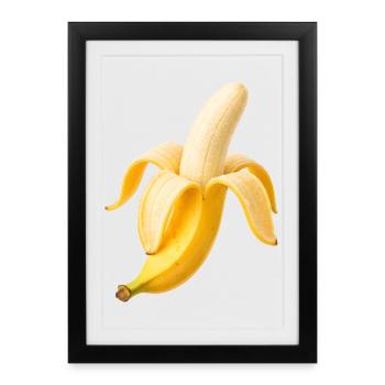 Banane fraîche – illustration stylée de fruits - Affiche encadrée (27 × 37 cm) - noir - Devant