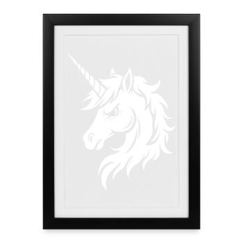 Unicorn head with serious expression - Framed poster (27 × 37 cm) - black - Front