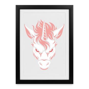 Dark Unicorn – Evil Unicorn Head Pink - Framed poster (27 × 37 cm) - black - Front