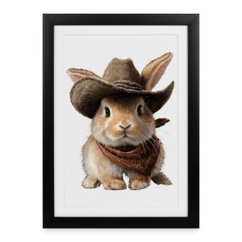 Pays de l’Ouest du Pays de l’Ouest du Chapeau Lapin Lapin - Affiche encadrée (27 × 37 cm) - noir - Devant