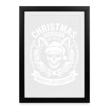 Christmas Horror Skull: Naughty List Survivor - Framed poster (27 × 37 cm) - black - Front