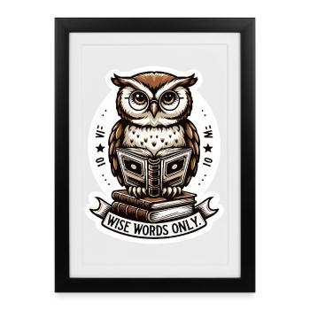 Wise owl reading book - Framed poster (27 × 37 cm) - black - Front
