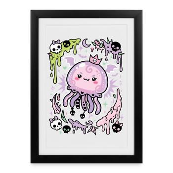 Pastel Ghost Jellyfish Aesthetic - Framed poster (27 × 37 cm) - black - Front