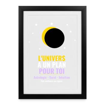 L'Univers A Un Plan Pour Toi Lune Tarot Astrologie - Affiche encadrée (27 × 37 cm) - noir - Devant