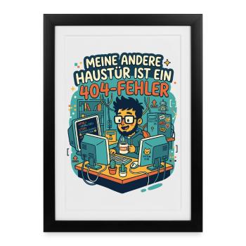 Programmierer 404 Fehler Humor - Gerahmtes Poster (27 × 37 cm) - Schwarz - Vorne