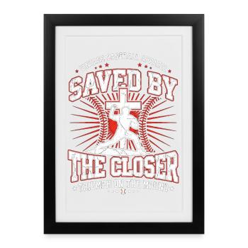 Sauvés par le Closer Christian Baseball Jesus - Affiche encadrée (27 × 37 cm) - noir - Devant