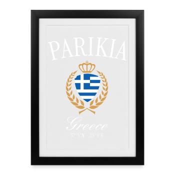 Couronne des armoiries de Parikia Grèce – Souvenir de voyage - Affiche encadrée (27 × 37 cm) - noir - Devant