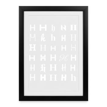 H Glyphs: Heraldic Typography Pattern - Framed poster (27 × 37 cm) - black - Front