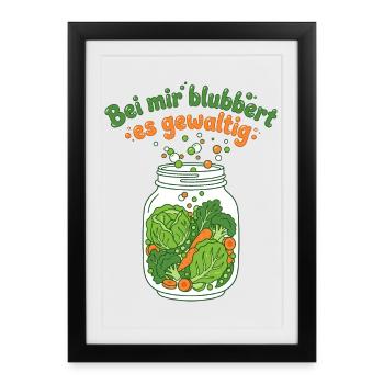 Fermentation Vegetable Mason Jar Bubbling - Framed poster (27 × 37 cm) - black - Front