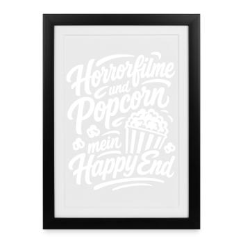 Horror Movies Popcorn Happy Endings - Framed poster (27 × 37 cm) - black - Front
