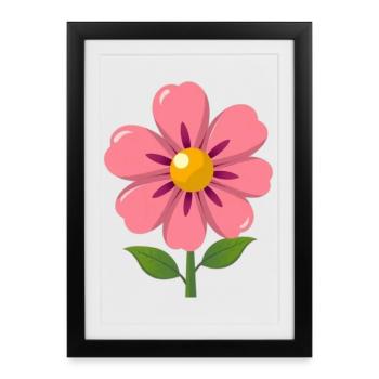 Fleurs pastel fleurs, rose cadeau maman - Affiche encadrée (27 × 37 cm) - noir - Devant