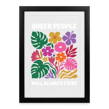 Mois de la Fierté LGBTQ - Les personnes queer existeront toujours - Affiche encadrée (27 × 37 cm) - noir - Devant
