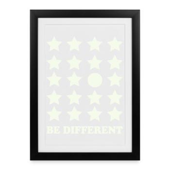 Be Different Star Grid Circle - Framed poster (27 × 37 cm) - black - Front