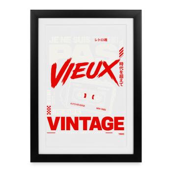 Je Ne Suis Pas Vieux Je Suis Vintage Walkman - Affiche encadrée (27 × 37 cm) - noir - Devant