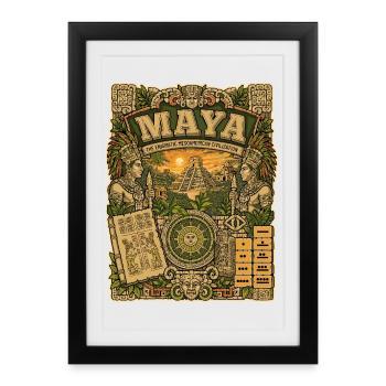 Civilisation maya - Affiche encadrée (27 × 37 cm) - noir - Devant