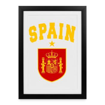 ESPAGNE ESPAGNE EUROPE FAN DE SPORT ESPAGNOL - Affiche encadrée (27 × 37 cm) - noir - Devant