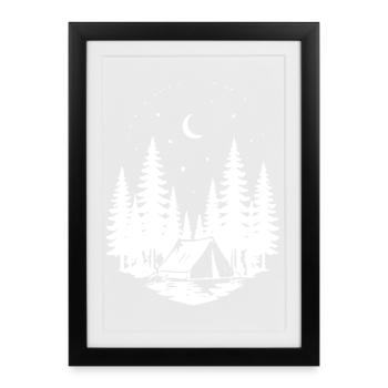 Night Forest Camping Silhouette - Framed poster (27 × 37 cm) - black - Front