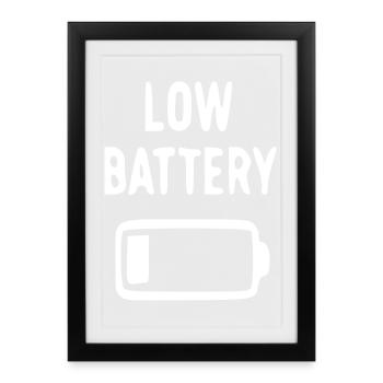 Conception à faible humeur de batterie - Affiche encadrée (27 × 37 cm) - noir - Devant