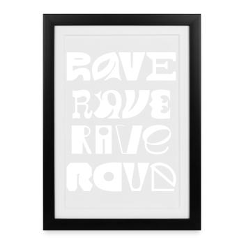 Rave Typography - Framed poster (27 × 37 cm) - black - Front