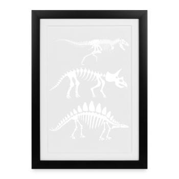 Dinosaur Skeleton Vintage Fossil Design - Framed poster (27 × 37 cm) - black - Front