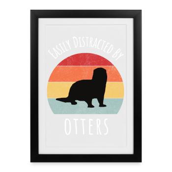 Easily Distracted by Otters Funny Gift - Framed poster (27 × 37 cm) - black - Front