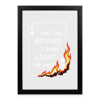Que les ponts je brûle – Carte de poker brûlante - Affiche encadrée (27 × 37 cm) - noir - Devant