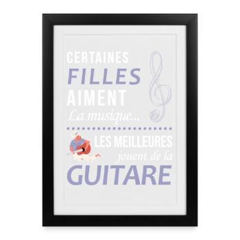 Certaines Filles Aiment La Musique Les Meilleur... - Affiche encadrée (27 × 37 cm) - noir - Devant