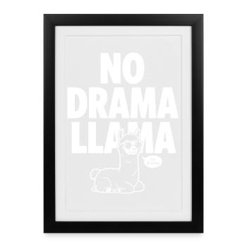 No Drama Llama – Cool Llama - Framed poster (27 × 37 cm) - black - Front