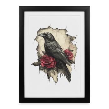 Corbeau - Affiche encadrée (27 × 37 cm) - noir - Devant