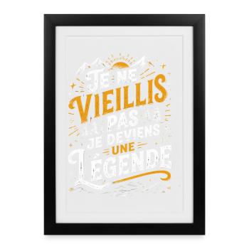 Idée Cadeau Anniversaire Drôle Original Humoristiq - Affiche encadrée (27 × 37 cm) - noir - Devant