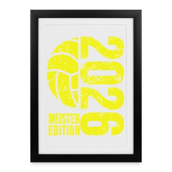 Maillot Volleyball Master 2026 jaune, sweat à capuche - Affiche encadrée (27 × 37 cm) - noir - Devant