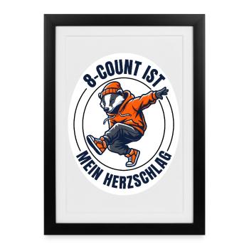Breakdance B-Boy HipHop 8-Count Shirt - Gerahmtes Poster (27 × 37 cm) - Schwarz - Vorne