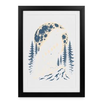 Nordischer Rabe mit Mondphasen Symbol - Gerahmtes Poster (27 × 37 cm) - Schwarz - Vorne