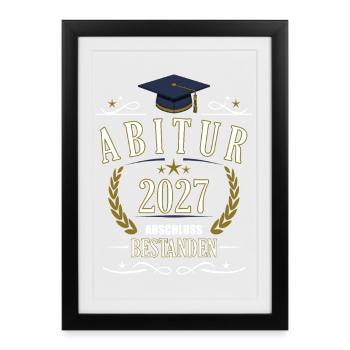 Abitur 2027 - Gerahmtes Poster (27 × 37 cm) - Schwarz - Vorne