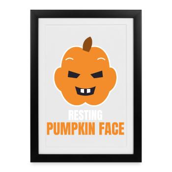 Resting Pumpkin Face Funny Halloween Pumpkin - Gerahmtes Poster (27 × 37 cm) - Schwarz - Vorne