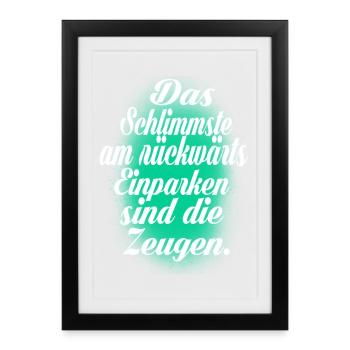 Stationnement - Affiche encadrée (27 × 37 cm) - noir - Devant