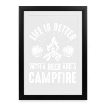 Campfire Beer Night Graphic - Framed poster (27 × 37 cm) - black - Front