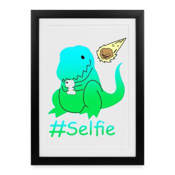 Funny Selfie Dinosaur - Framed poster (27 × 37 cm) - black - Front