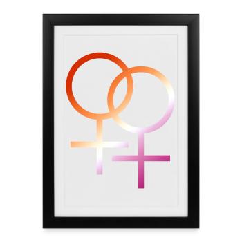 conception de t-shirt coloré symbole lesbienne lgbt - Affiche encadrée (27 × 37 cm) - noir - Devant