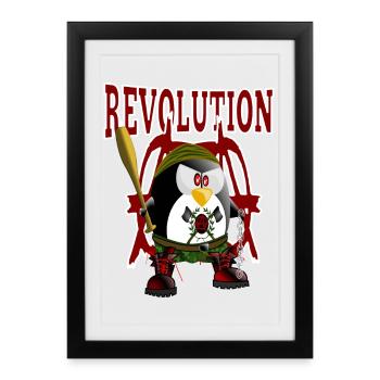 Pingouin, révolution - Affiche encadrée (27 × 37 cm) - noir - Devant