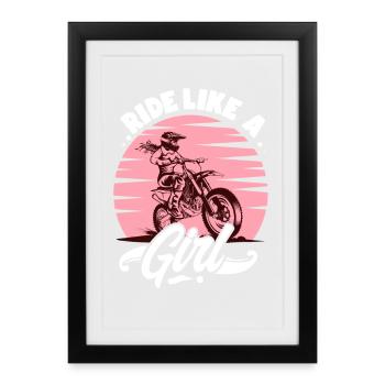 Ride Like A Girl Motocross - Affiche encadrée (27 × 37 cm) - noir - Devant
