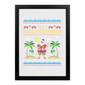 Mele Kalikimaka Santa - Affiche encadrée (27 × 37 cm) - noir - Devant