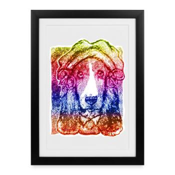 Dame de chien avec capot (arc-en-ciel) - Affiche encadrée (27 × 37 cm) - noir - Devant