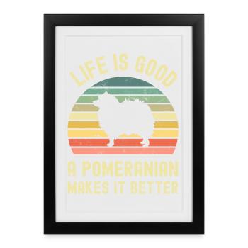 Chien Poméranien - Affiche encadrée (27 × 37 cm) - noir - Devant