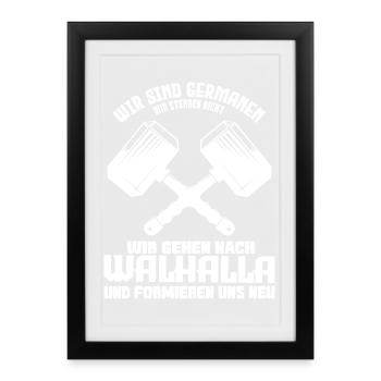 Thor Motiv mit Hammer und Motivationsspruch - Gerahmtes Poster (27 × 37 cm) - Schwarz - Vorne
