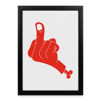 Main coupée et vulgarité (rouge) - Affiche encadrée (27 × 37 cm) - noir - Devant