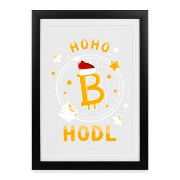 Bitcoin pour Noël Hoho Hodl BTC - Affiche encadrée (27 × 37 cm) - noir - Devant