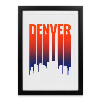 Gradient du coucher de soleil de la Skyline de Denver - Affiche encadrée (27 × 37 cm) - noir - Devant